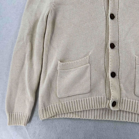 Lucky Brand Mens Ivory Cardigan Sweater Button Down Cotton Knit Size XL - Picture 3 of 9